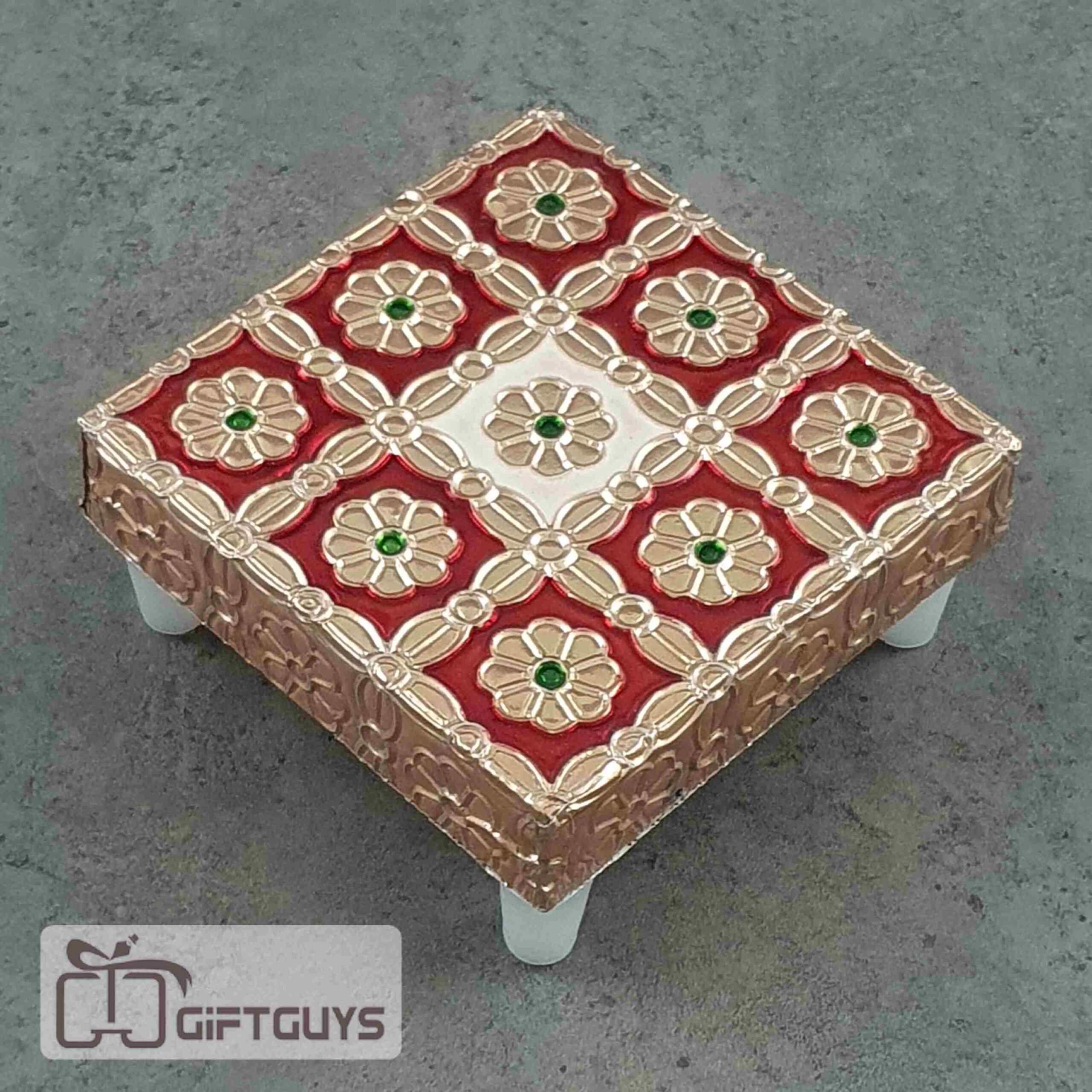 Copper Finished Red Meenakari Bajoth 3 x 3