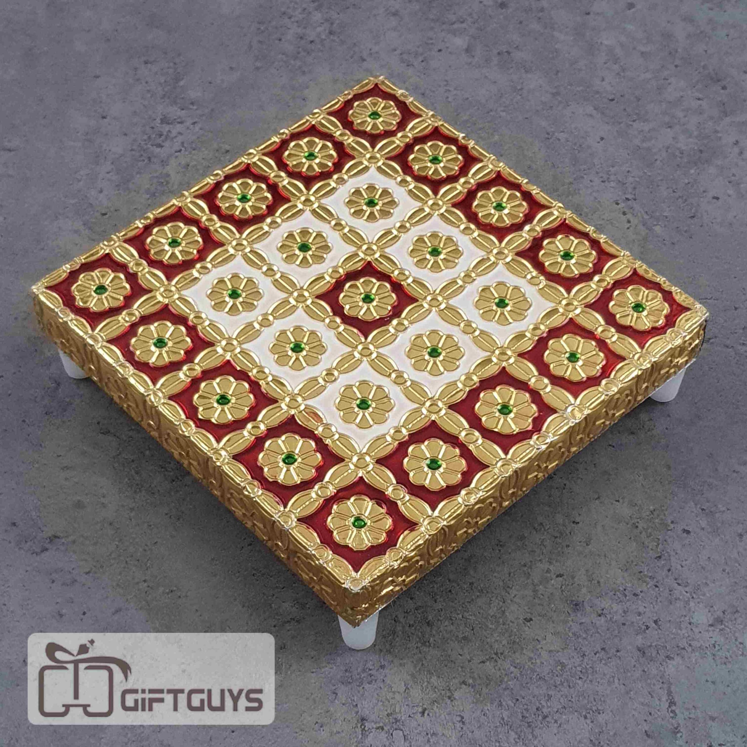 Golden Finished Red Meenakari Bajoth 5 x 5