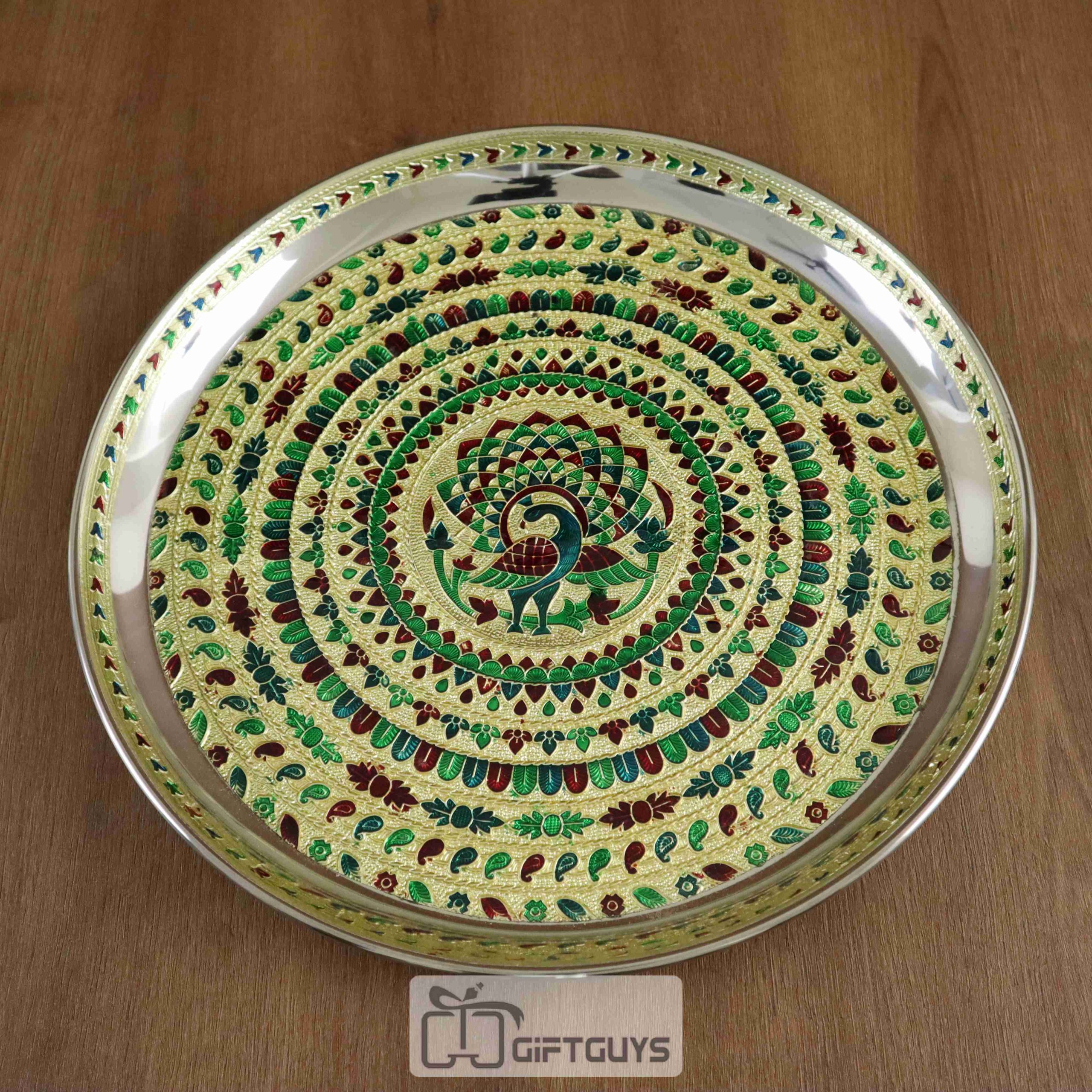 Meenakari SS Pooja Plate ( 12 inch )