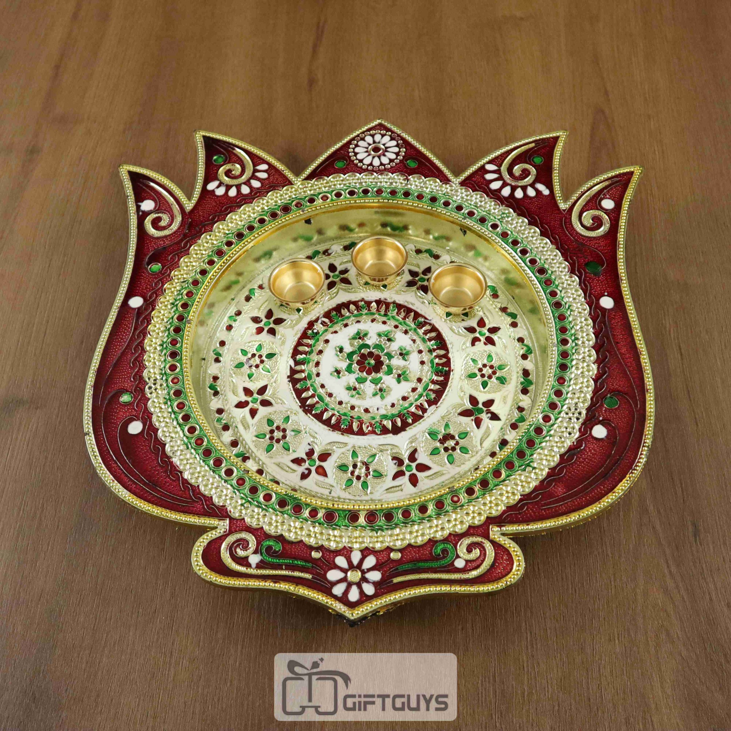 Decorative Lotous Shaped Pooja Plate
