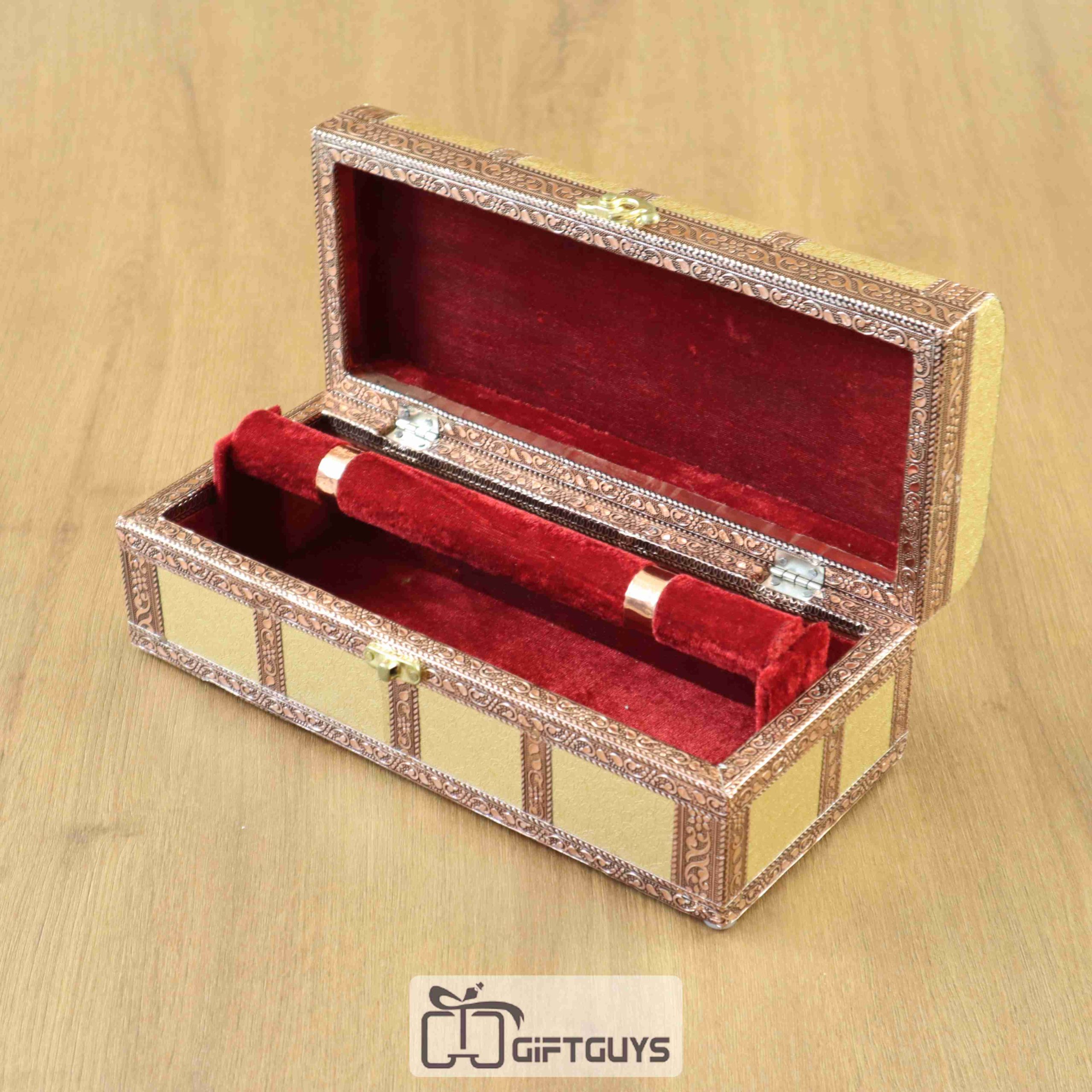 Antique Wooden Velvet Rod Bangle Box – Traditional Jewelry Organizer