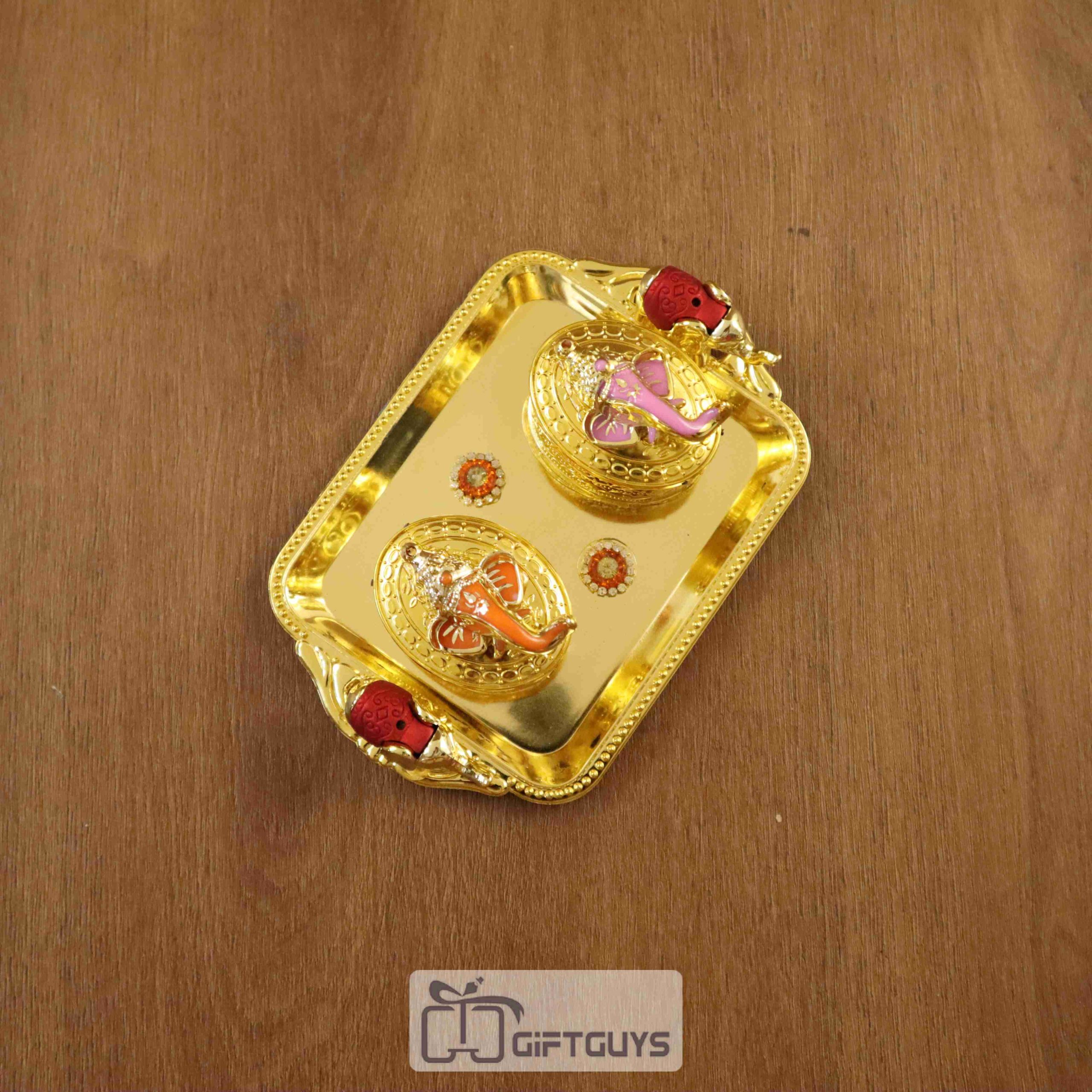 2 Ganpati Kumkum Box With Tray