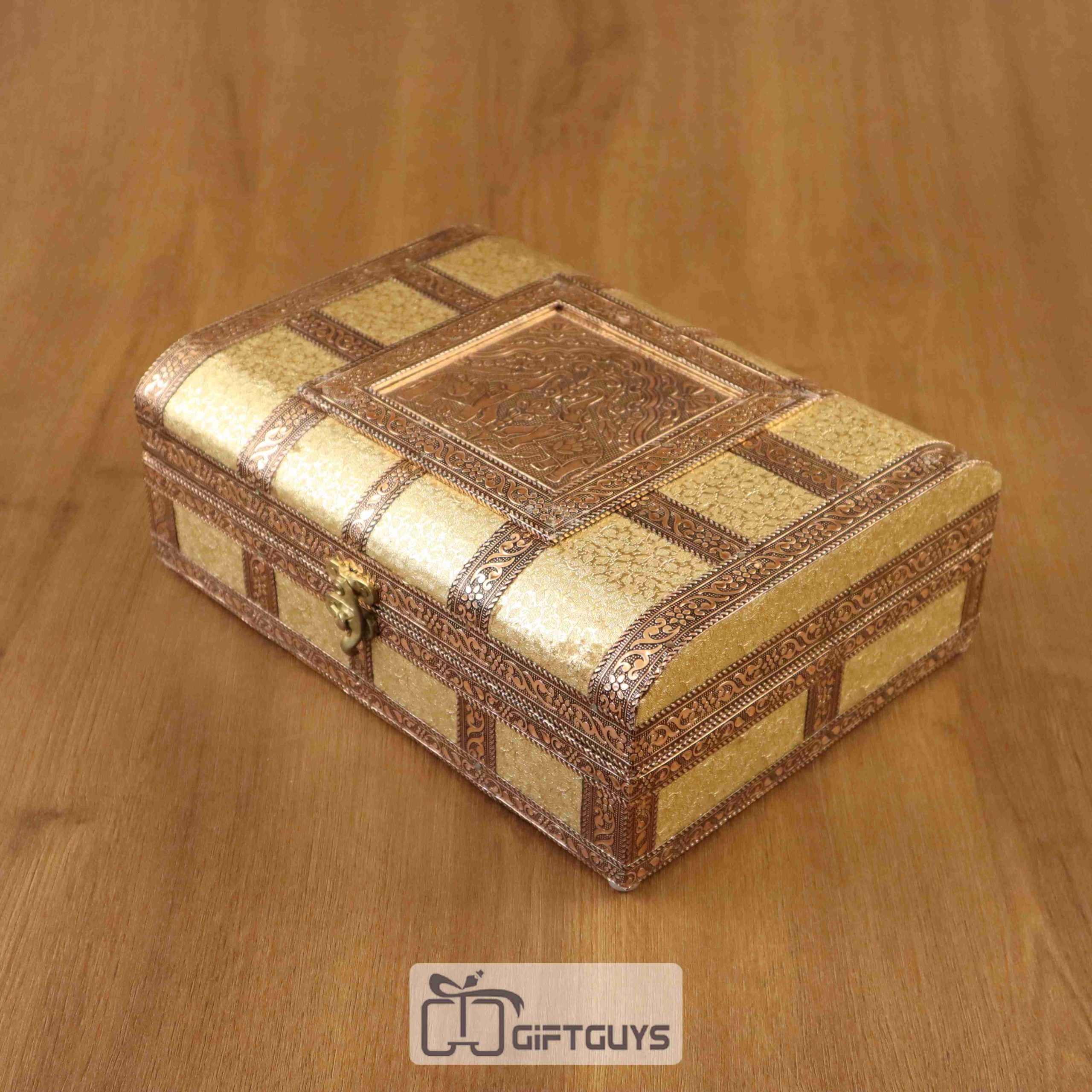 Royal Velvet Wooden Bangle Box – Double Rod Organizer | Antique Finish Jewelry Box