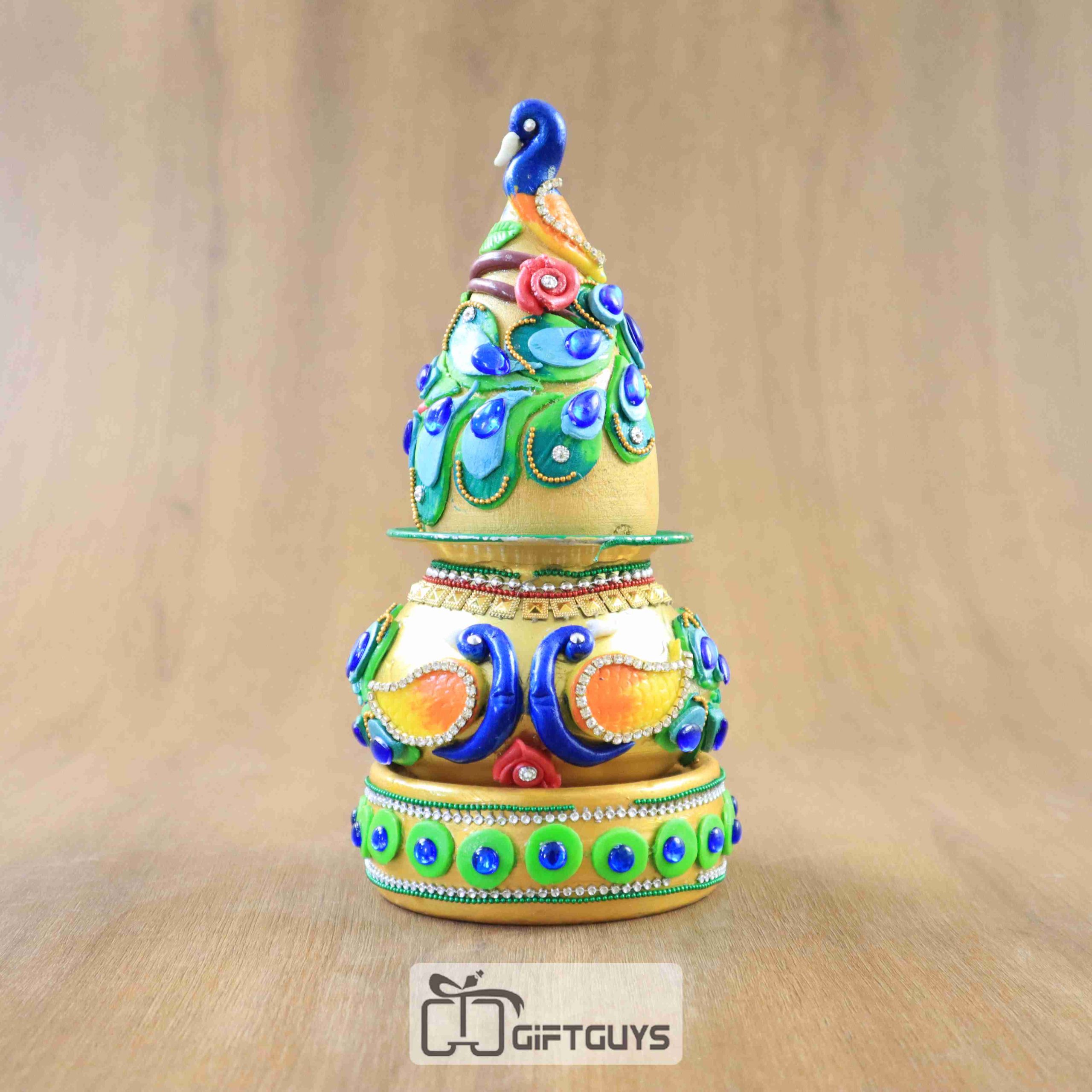 Peacock Designed Vibrant Coloured Samaiyu Kalash