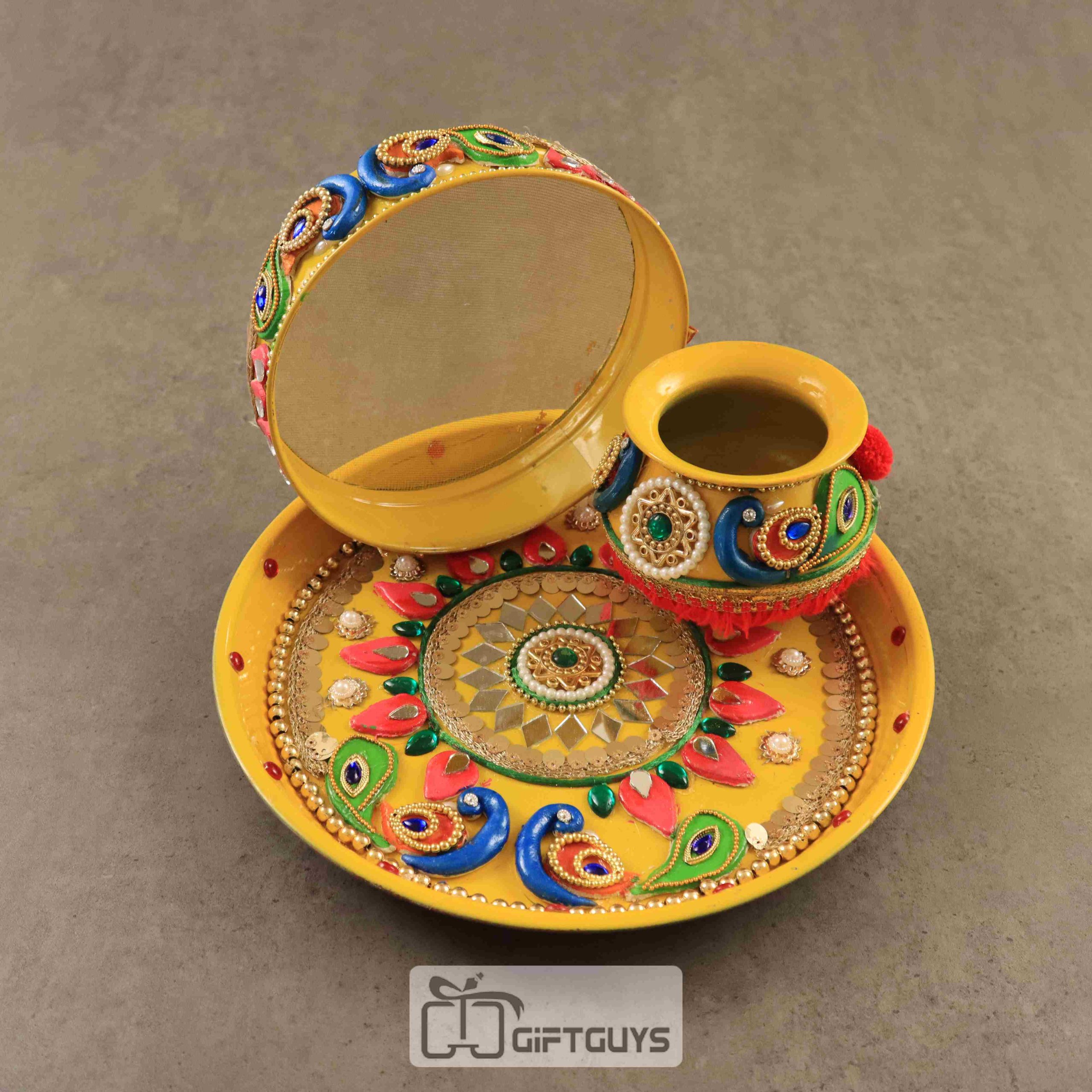 Hand Designed Karvachauth Pooja Thali Set
