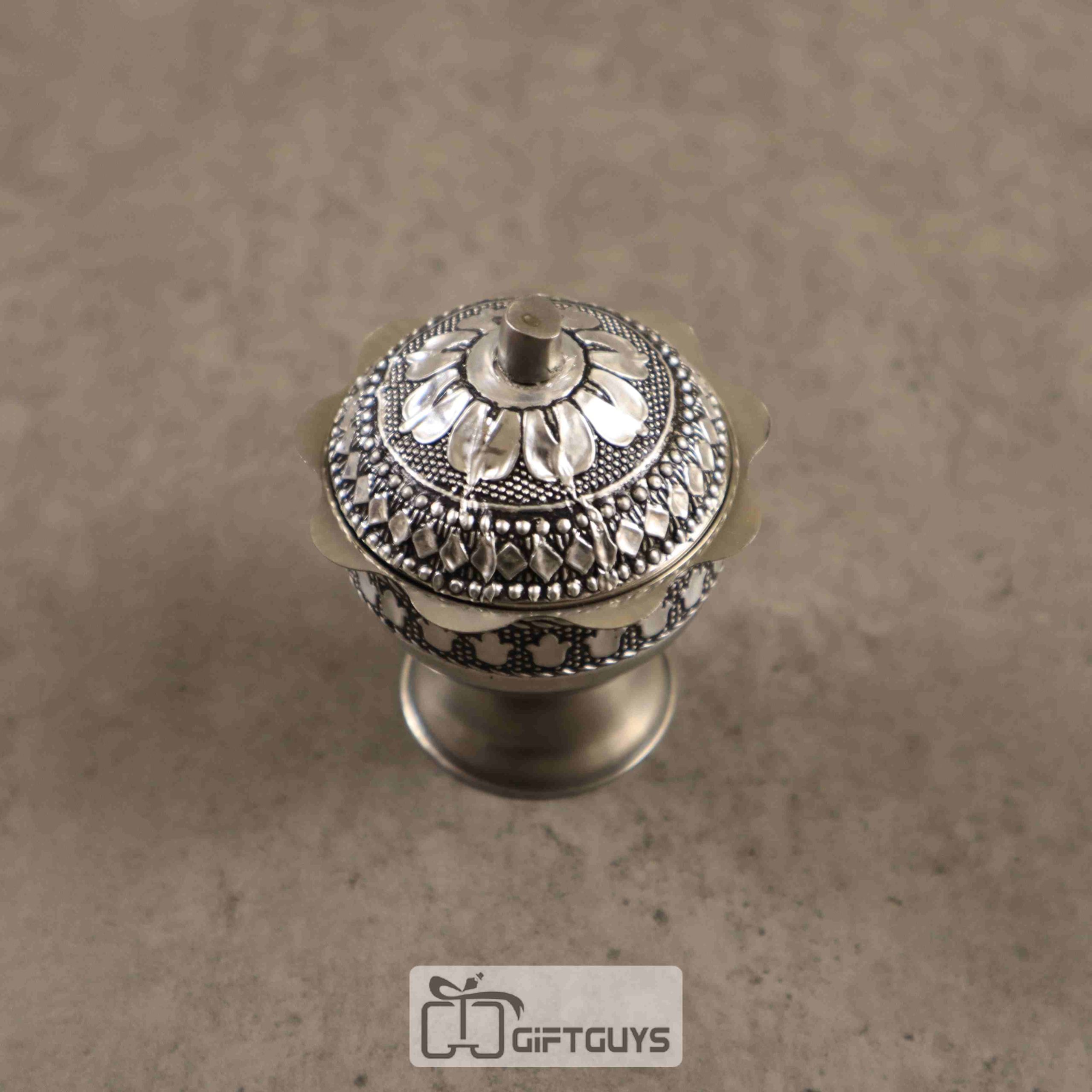 Silver Oxidised Kumkum Box 2 inch - Image 2