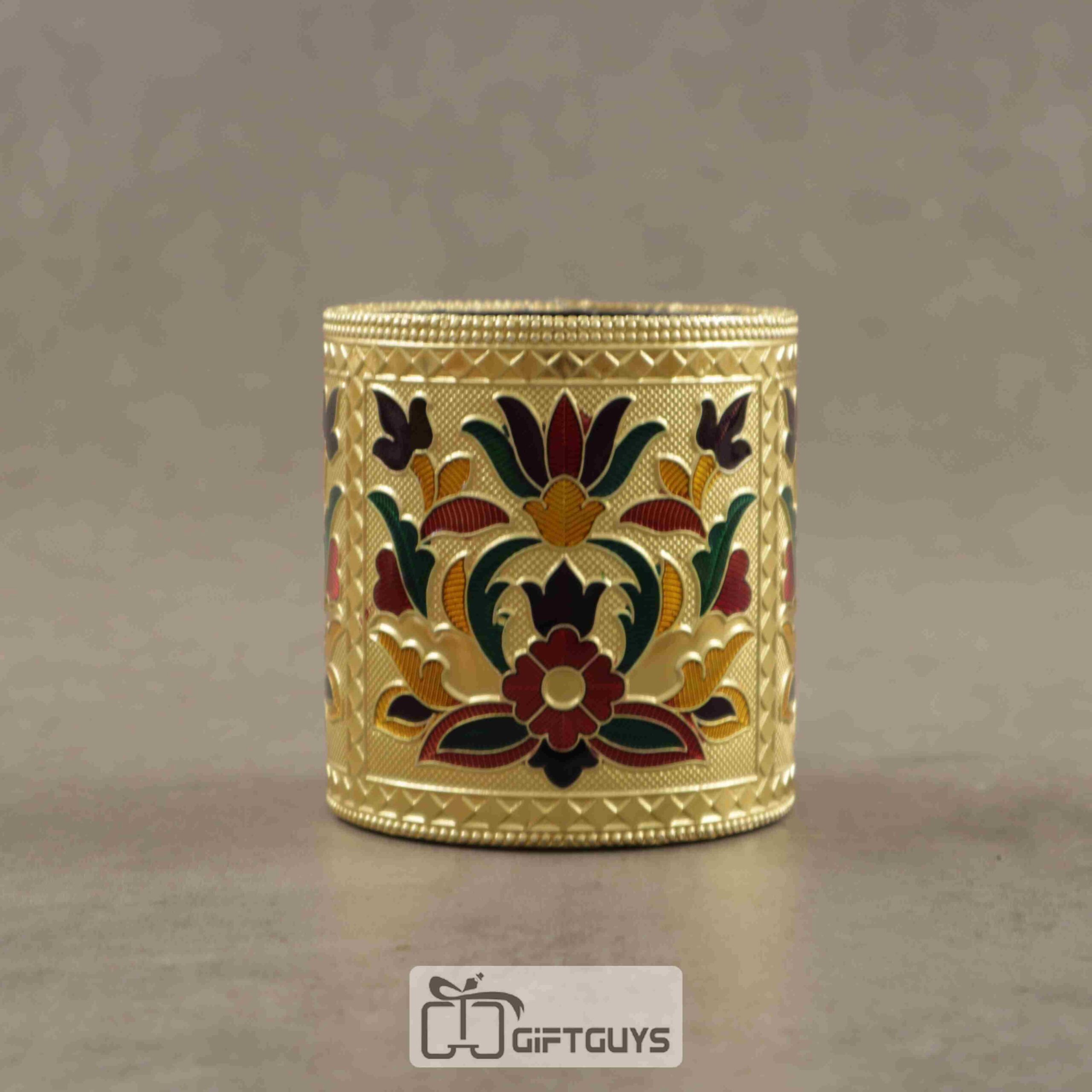 Pen Stand Golden Meenakari Flower Design