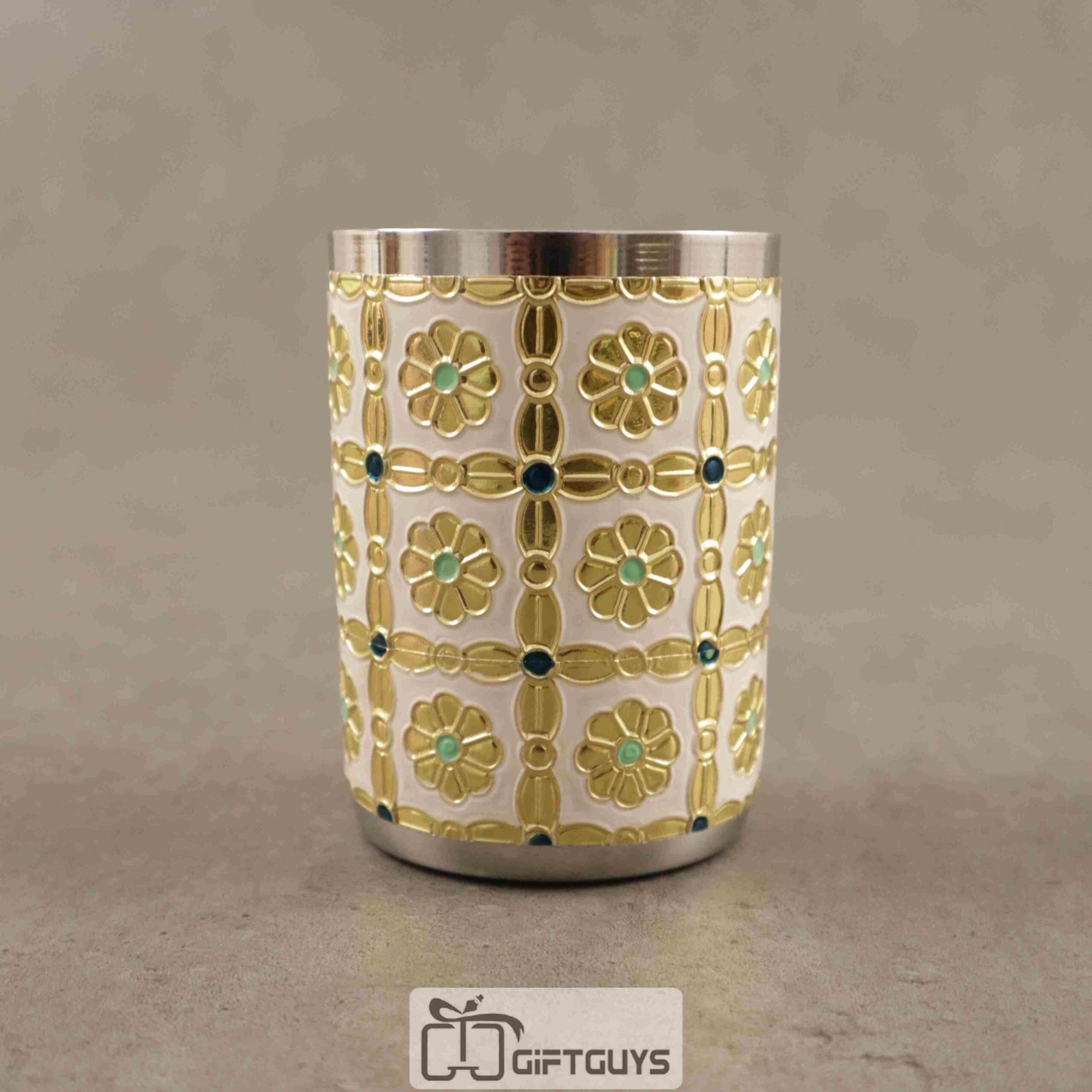 Meenakari Floral Stainless Steel Glass – 250 ml Handcrafted Enamel Tumbler for Festive Use & Gifting