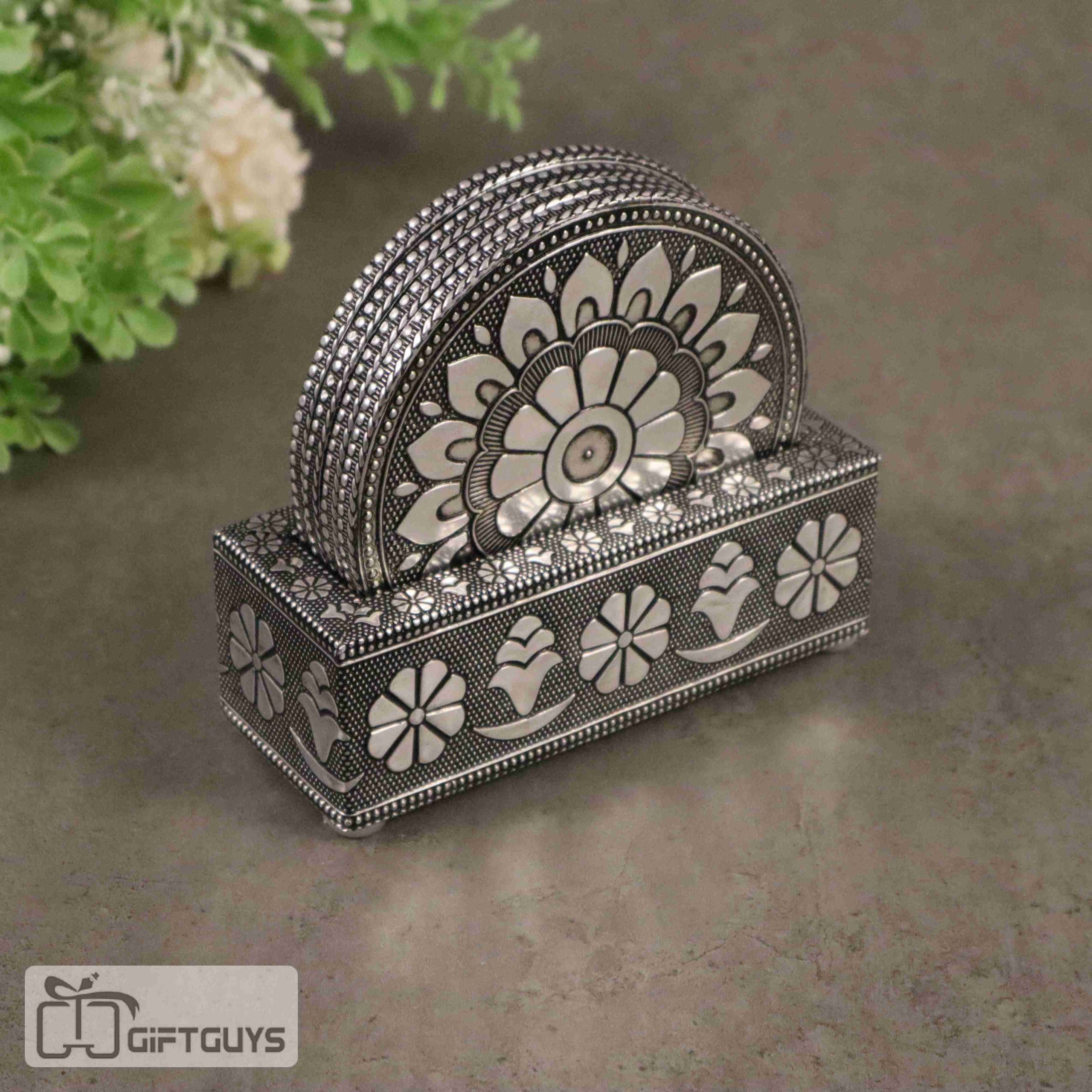 Oxidised embossed Tea coaster