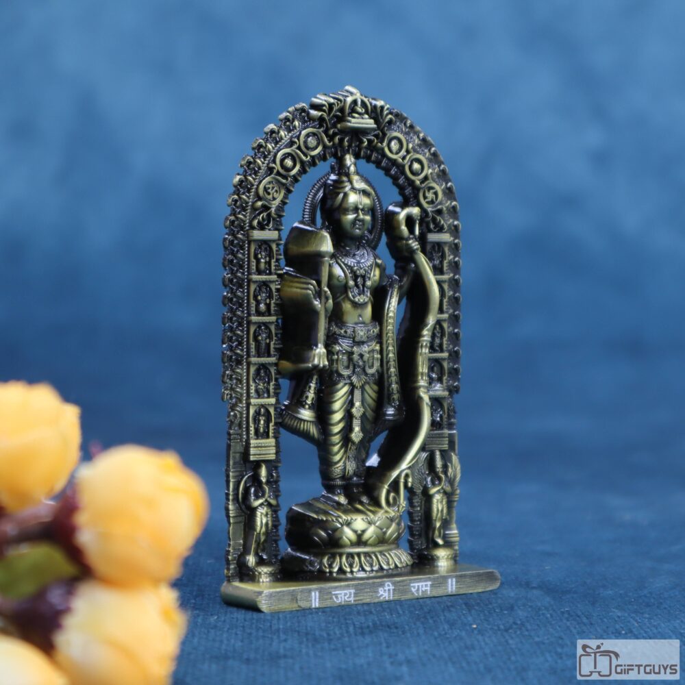 Compact Metal Shree Ram Idol for Home Temple – 4.5 Inch Golden - Image 3