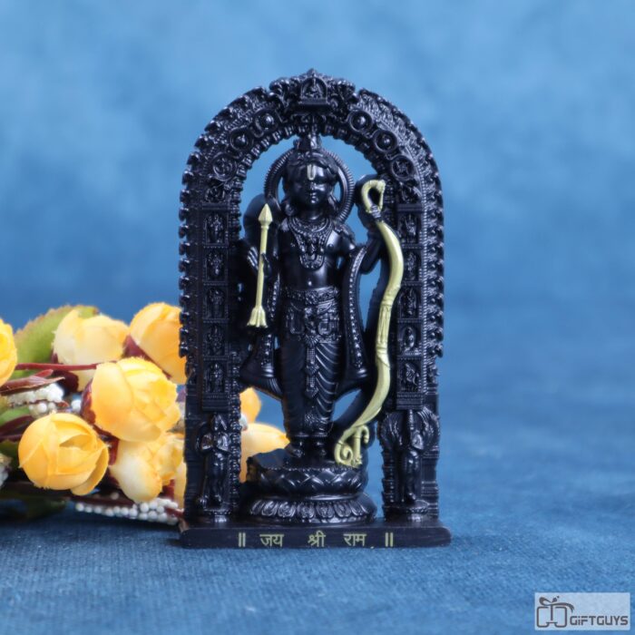Compact Metal Shree Ram Idol for Home Temple – 4.5 Inch Black