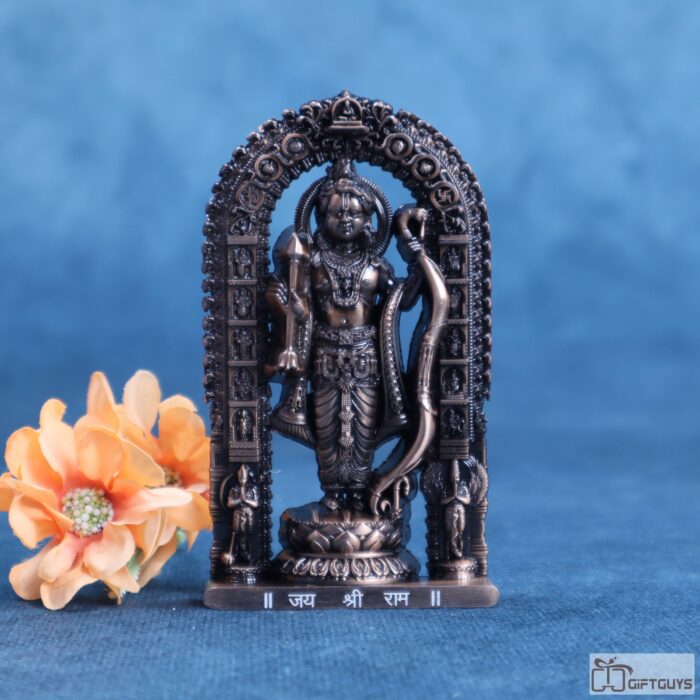 Compact Metal Shree Ram Idol for Home Temple – 4.5 Inch Brown