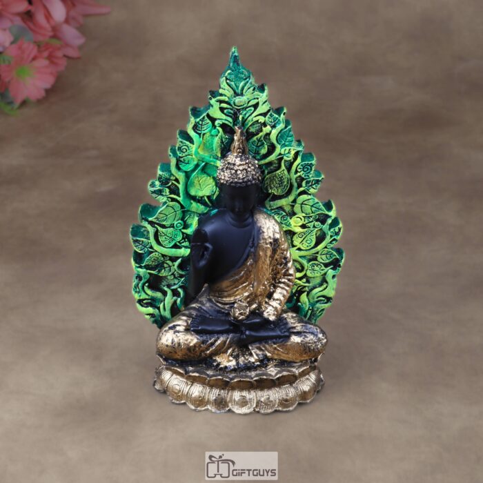 Buddha in Meditation Idol, Green Aura Buddha Statue, Home Decor Showpiece, Spiritual Figurine, Peaceful Gift.