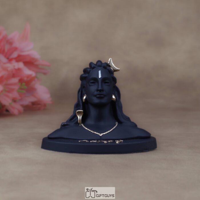 Adiyogi Shiva Idol, Black Golden Shiva Statue, Car Dashboard Decor, Yoga Figurine, Spiritual Gift, Religious Showpiece.