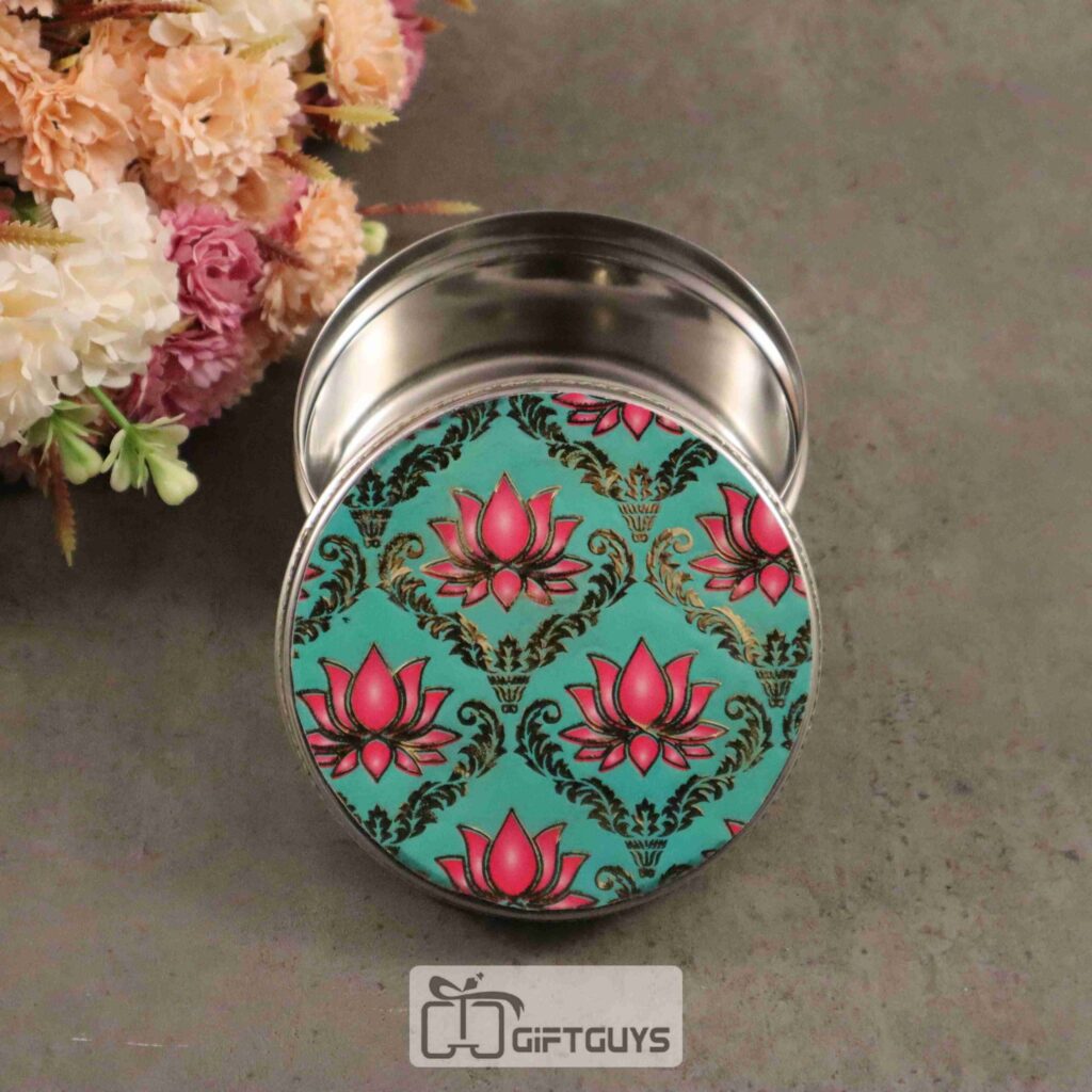 pichwai stainless steel box 4-inch minimalistic design decorative pichwai boxes gift steel items useful gifts under 300