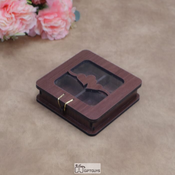 Premium Wooden 4-Compartment Chocolate & Sweet Gift Box