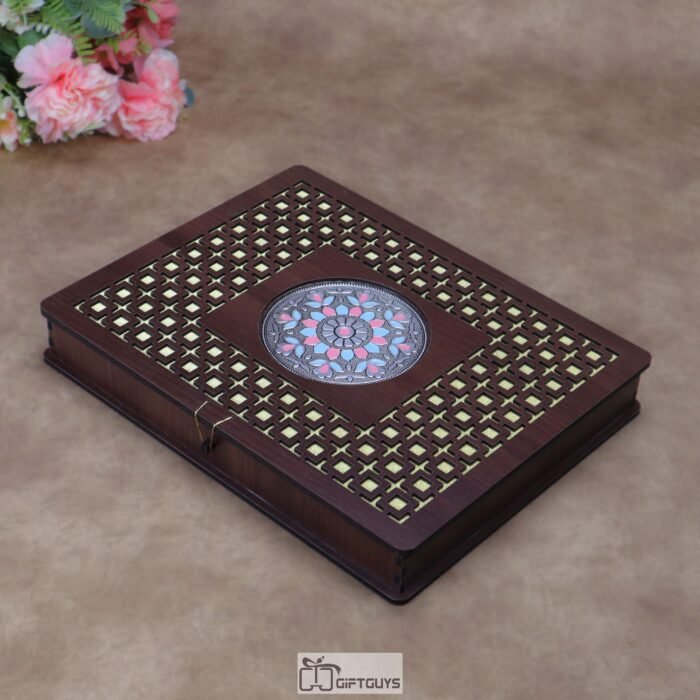 Premium Wooden Meenakari 6-Compartment Dry Fruit Box